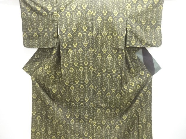 JAPANESE KIMONO / ANTIQUE KIMONO / SILK / TSUMUGI / WOVEN FLORAL CREST
